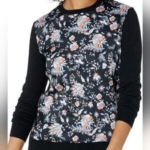 Ted Baker London Black Werti Floral Women's Pullover Sweater Sz O Silk Blend